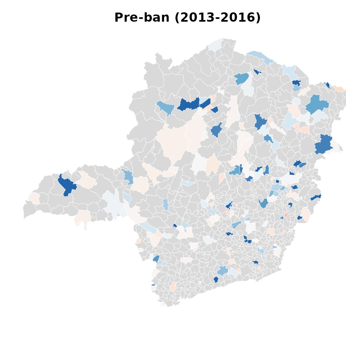 Donor-firm procurement share by municipality, Minas Gerais, pre-ban period